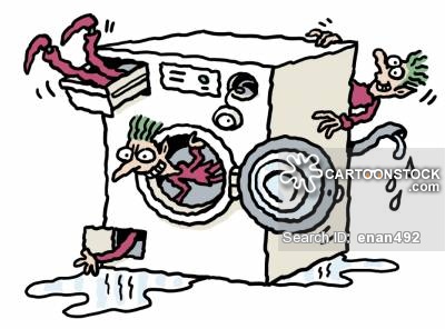 Gremlins wreck a washing machine.